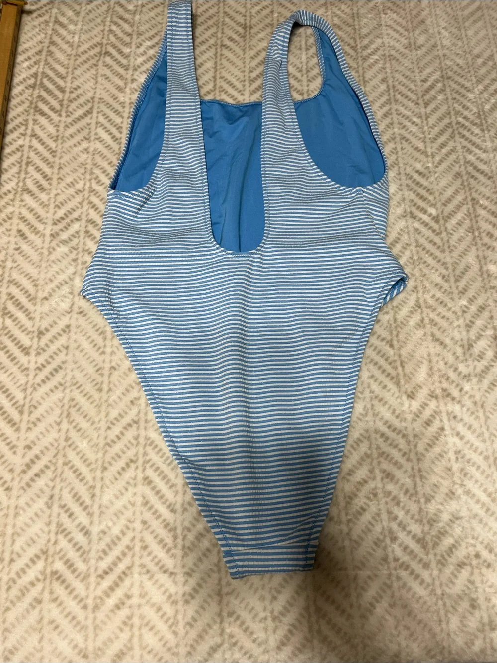 Aerie Large Blue and White Striped One-Piece Swimsuit
